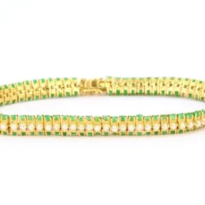 Bracelet Tennis Pearl And Emerald
