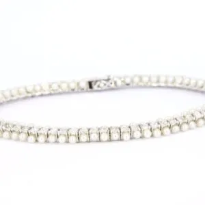 Bracelet tennis Pearls and diamonds